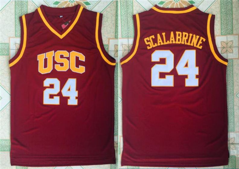 Men University of Southern Calif USC 24 Scalabrine Red NBA NCAA Jerseys